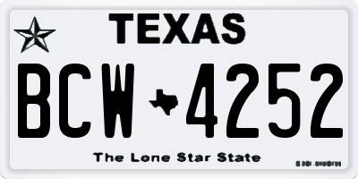 TX license plate BCW4252