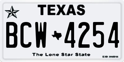 TX license plate BCW4254