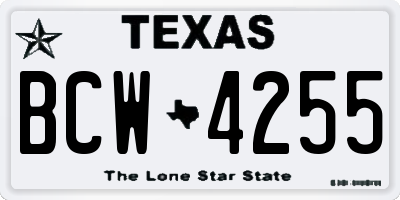 TX license plate BCW4255