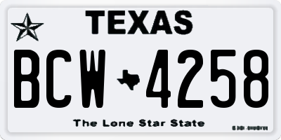 TX license plate BCW4258