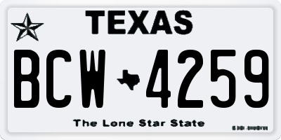 TX license plate BCW4259