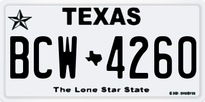 TX license plate BCW4260