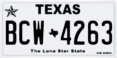 TX license plate BCW4263