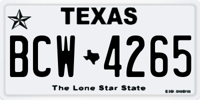 TX license plate BCW4265