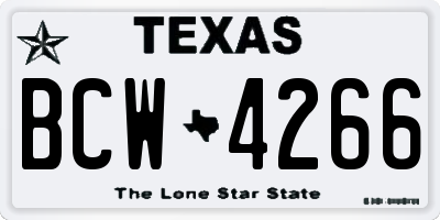TX license plate BCW4266