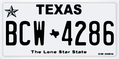 TX license plate BCW4286