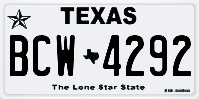 TX license plate BCW4292