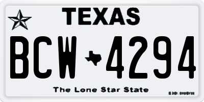 TX license plate BCW4294