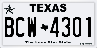 TX license plate BCW4301