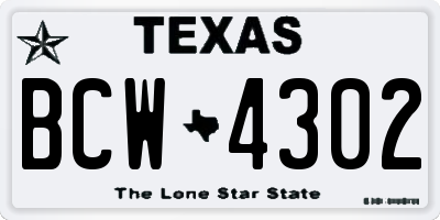 TX license plate BCW4302