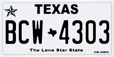 TX license plate BCW4303