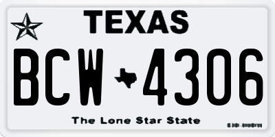 TX license plate BCW4306