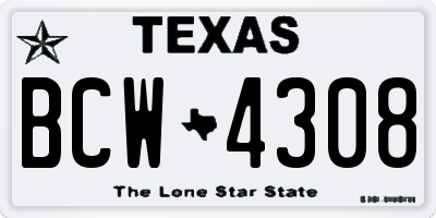 TX license plate BCW4308
