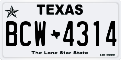 TX license plate BCW4314