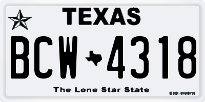 TX license plate BCW4318