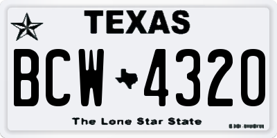 TX license plate BCW4320