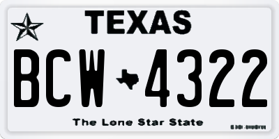 TX license plate BCW4322