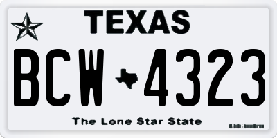 TX license plate BCW4323