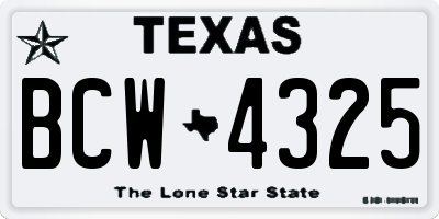 TX license plate BCW4325