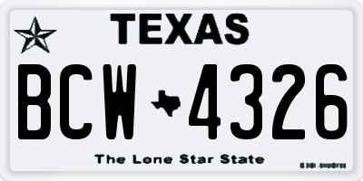 TX license plate BCW4326