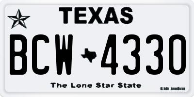 TX license plate BCW4330