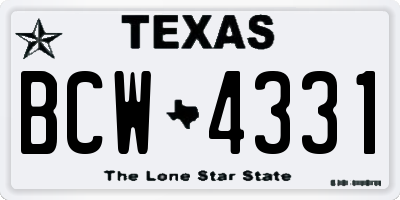 TX license plate BCW4331