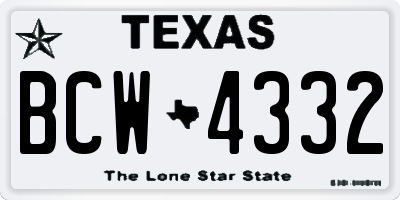 TX license plate BCW4332