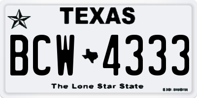TX license plate BCW4333
