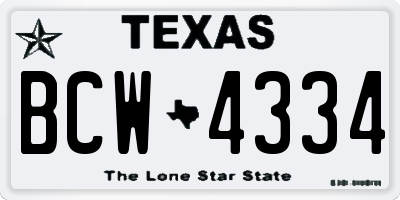 TX license plate BCW4334