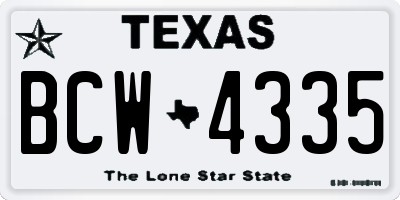 TX license plate BCW4335