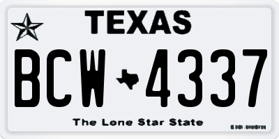 TX license plate BCW4337
