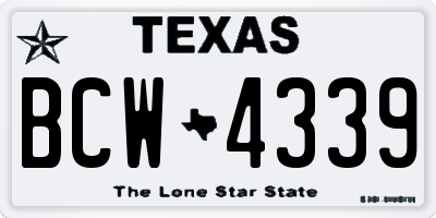 TX license plate BCW4339