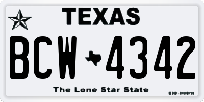 TX license plate BCW4342