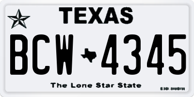 TX license plate BCW4345