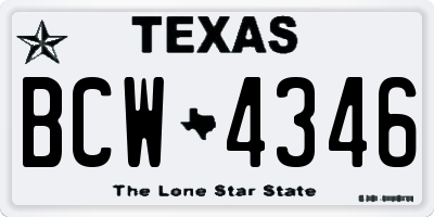 TX license plate BCW4346