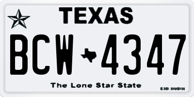 TX license plate BCW4347