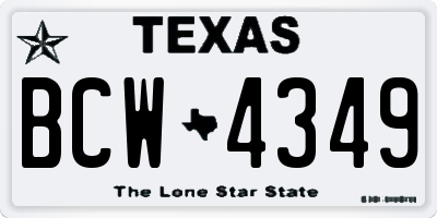 TX license plate BCW4349