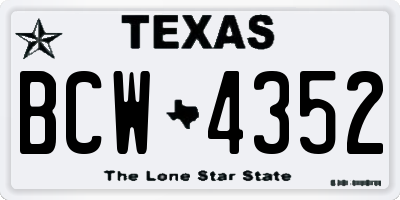 TX license plate BCW4352