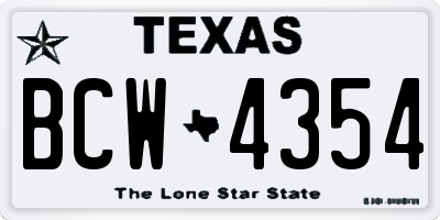 TX license plate BCW4354