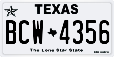 TX license plate BCW4356
