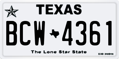 TX license plate BCW4361