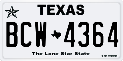 TX license plate BCW4364