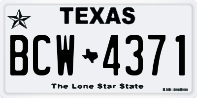 TX license plate BCW4371