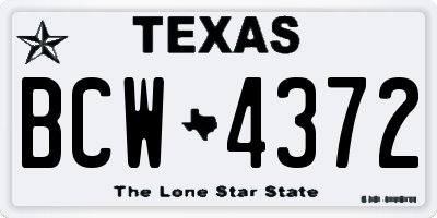 TX license plate BCW4372