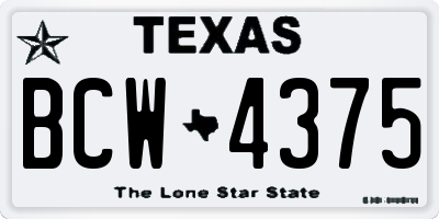 TX license plate BCW4375