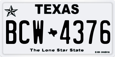 TX license plate BCW4376