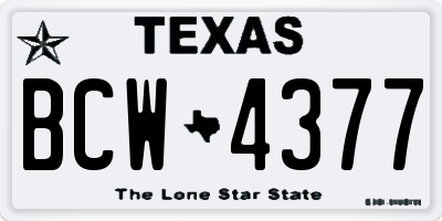 TX license plate BCW4377