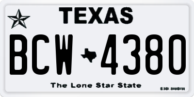 TX license plate BCW4380
