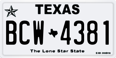 TX license plate BCW4381