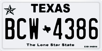 TX license plate BCW4386